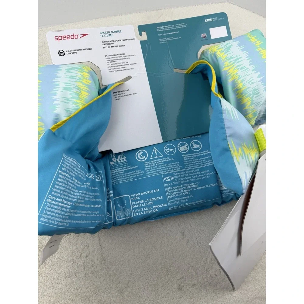 Speedo Splash Jammer Blue/Yellow Shark: Polyethylene Life Vest,‎ Child 33-55 lbs